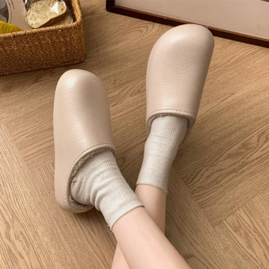 Winter New Velvet Warm Indoor Home Outdoor Simple Design Solid Color Comfortable Couple's Soft Soled Thin Shoes