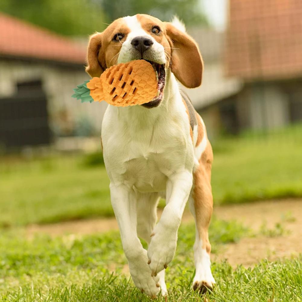 Yellow Pineapple Dog Chew Toy Reusable Dog Cat Toy Teething Chew Ball Rubber Interactive Toy Dental Clean Puzzle Toy Pet Supplie
