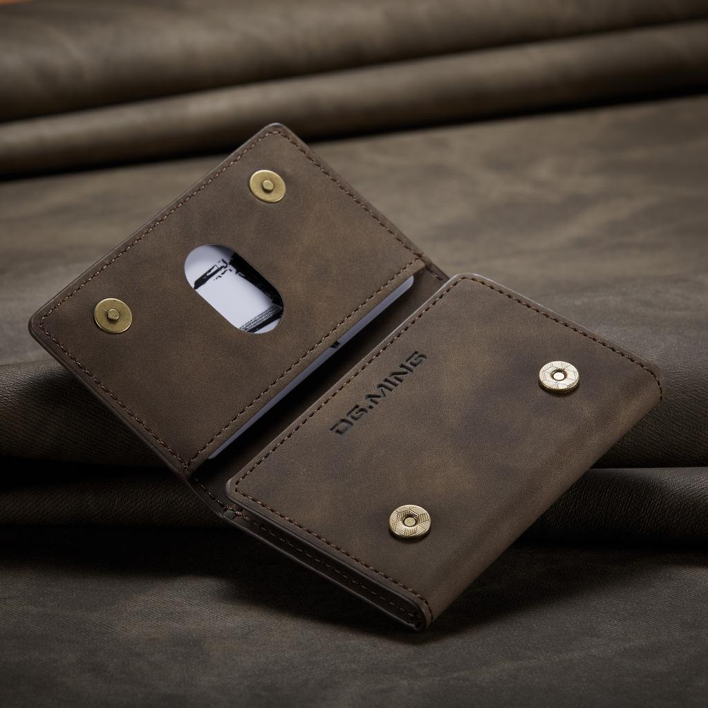 Tri-fold card bag, card cover, high-end retro PU card bag, leather case, multi-functional magnetic card bag