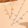 Stainless Steel Daisy Necklace with Rhinestones - Non-Fading, Versatile Design for Women