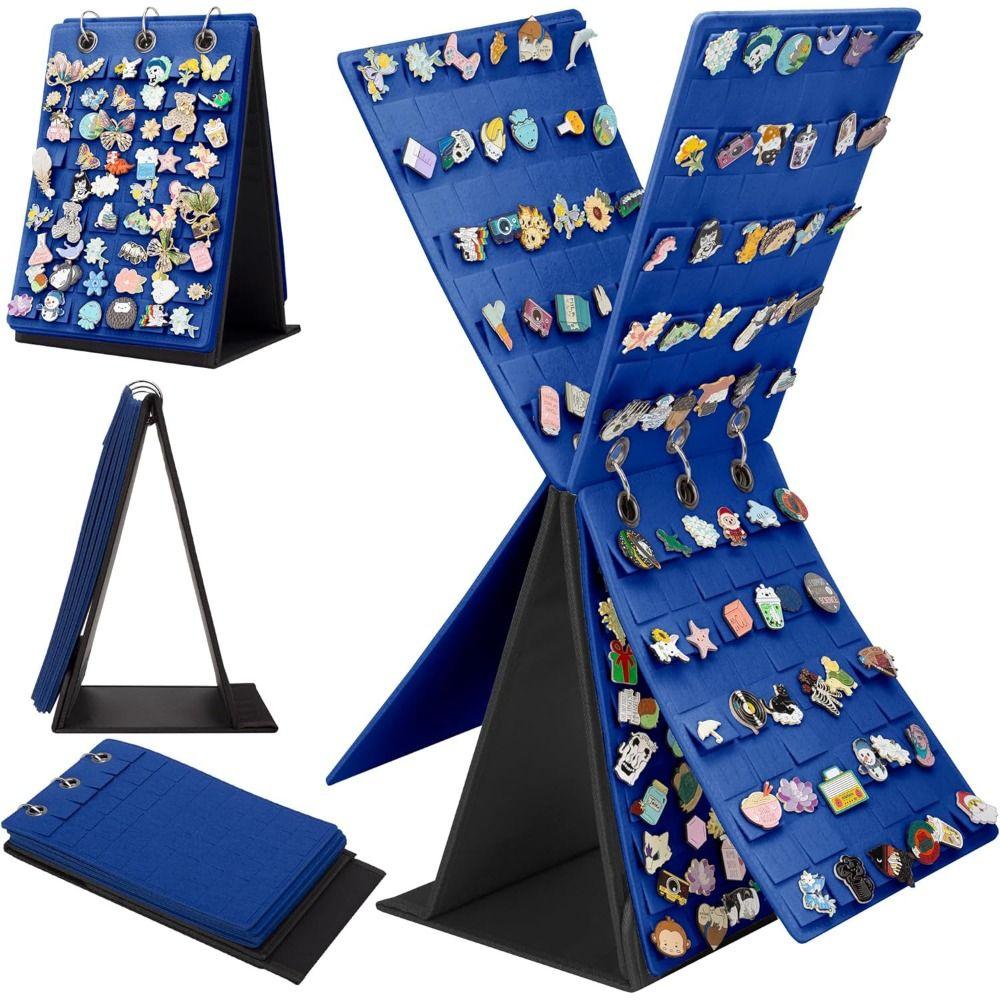 Felt Pin Display Stand Flip Top Badge Display Cases Portable Pin Trading Book Jewelry Organizer