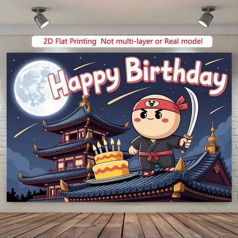 Party Backdrop Flat Ninja Pagoda Events Celebration Photo Booth Birthday Party Decor