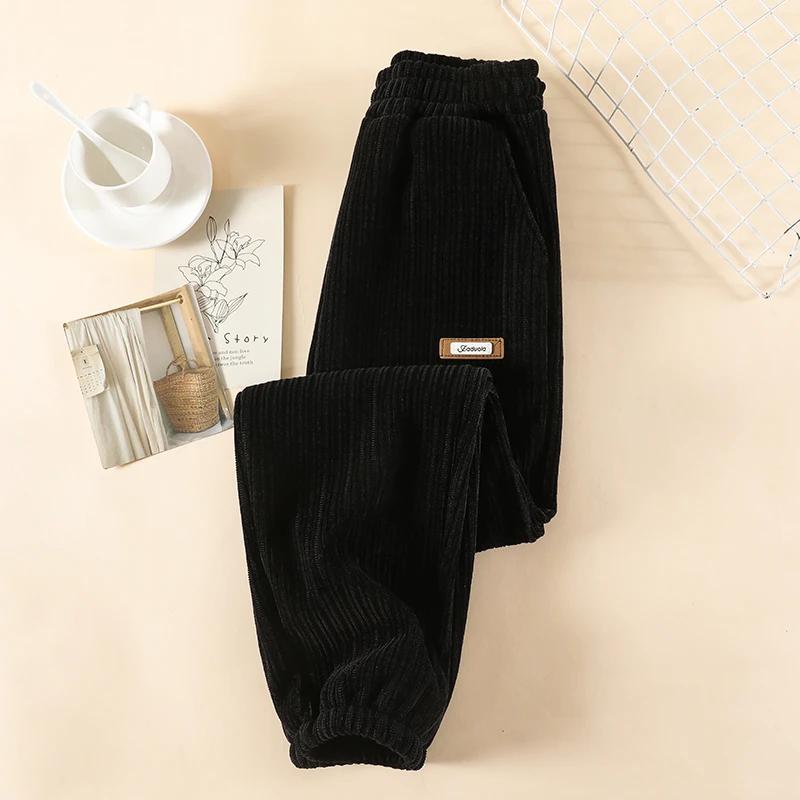 

Штани для жінок великих розмірів, потовщені, еластичні, з високою посадкою, довгі, однотонні, флісові, повсякденні штани з широкими штанинами XXXXL