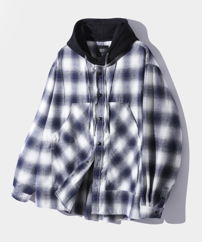 Dimiteulibeullaeg Double Knee Tartan Check Hoodie_Navy