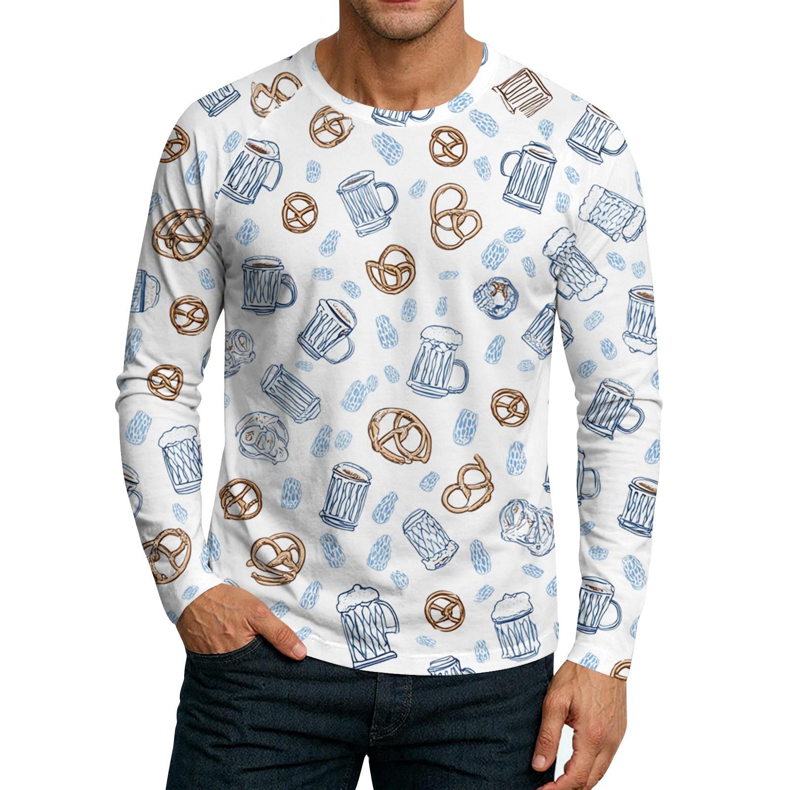 

Мужской топ-футболка с круглым вырезом и длинным рукавом L