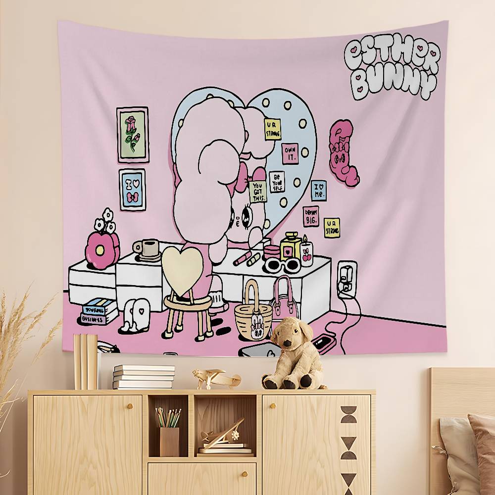 EEsthers Bunnys Cartoon Printed Large Wall Tapestry Art Science Fiction Room Home Decor Decor Blanket