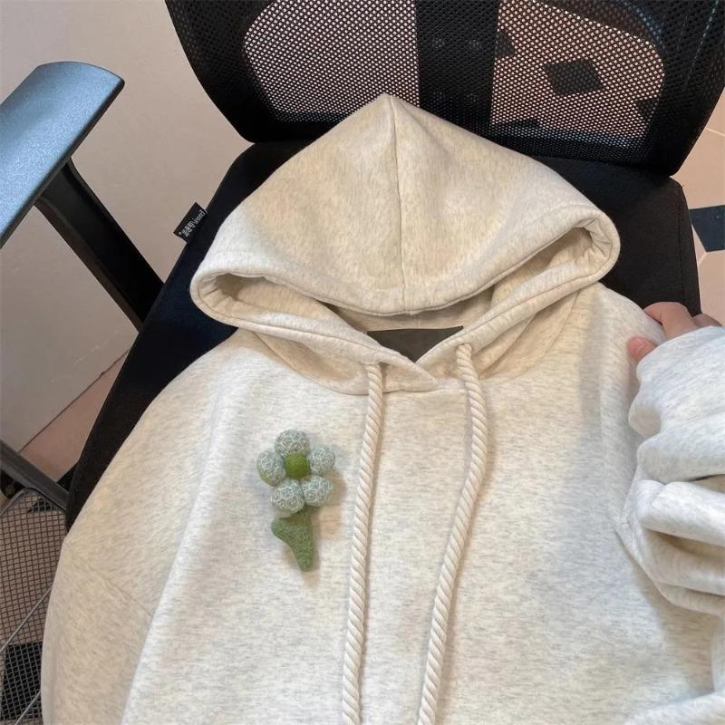 Bluza damska Oversize z kapturem polarowa pogrubiona luźna casualowa wkładana z długim rękawem zimowa bluza top