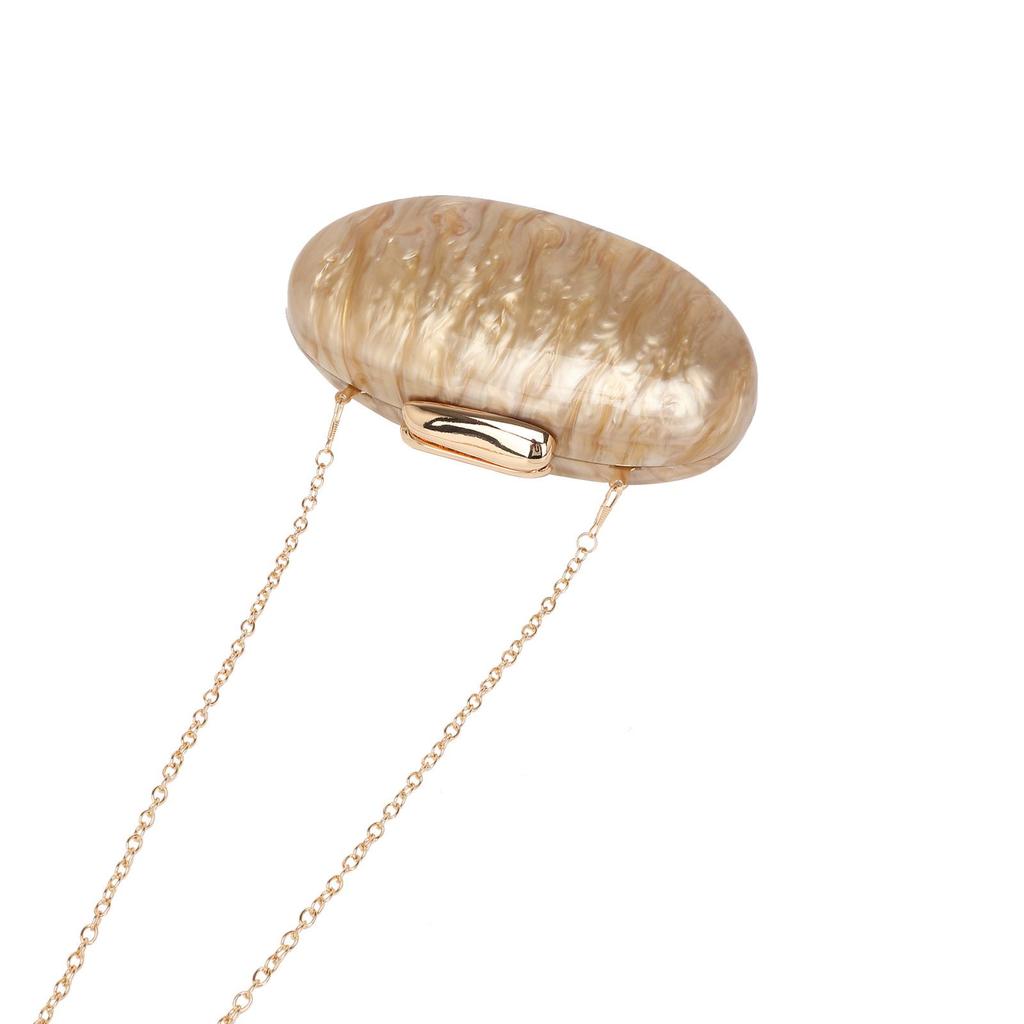 2024 Women's Oval Shell Acrylic Evening Bag with Chain Strap