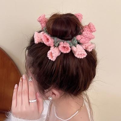 Elastic Crocheted Flower Scrunchies Flores Convallariae Sweet Hair Tie  Ponytail Band