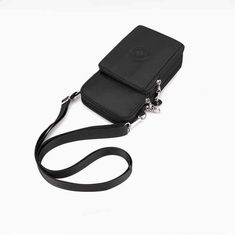 Women Small Crossbody Phone Bag Multi Pocket Waterproof Nylon Mini Shoulder Bag with 3 Zipper Compartments for Daily Travel