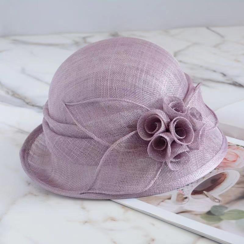Spring Summer Linen Hat Female Fashion Handmade Flower Sunshade Basin Hat Elegant Breathable Sun Hat Female