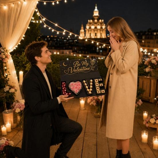 Leere Valentinstag LOVE Briefbox, Romantische befüllbare Geschenkbox, Schokoladen-Erdbeer-Süßigkeiten-Schmuck-Verpackungsbox für Geburtstag, Hochzeitsfeier