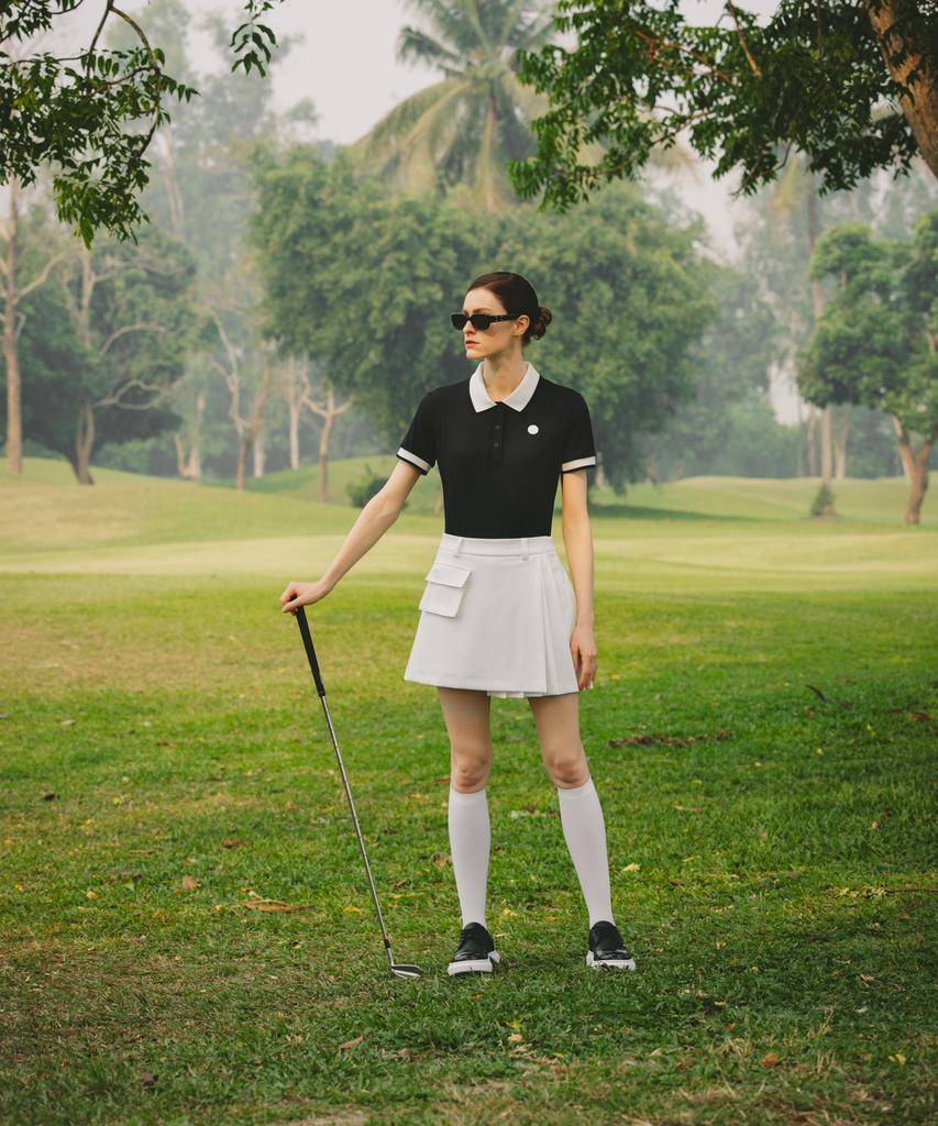 OBER GOLF Classic Rib Polo Top (Black)
