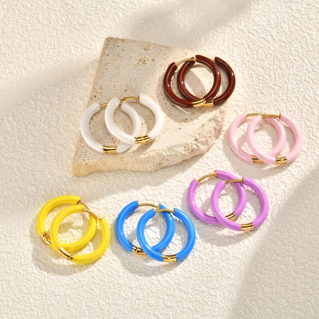 Earrings, Stainless Steel Color Epoxy Dopamine Earrings, Girls Sweet Fashion Earrings EH-857
