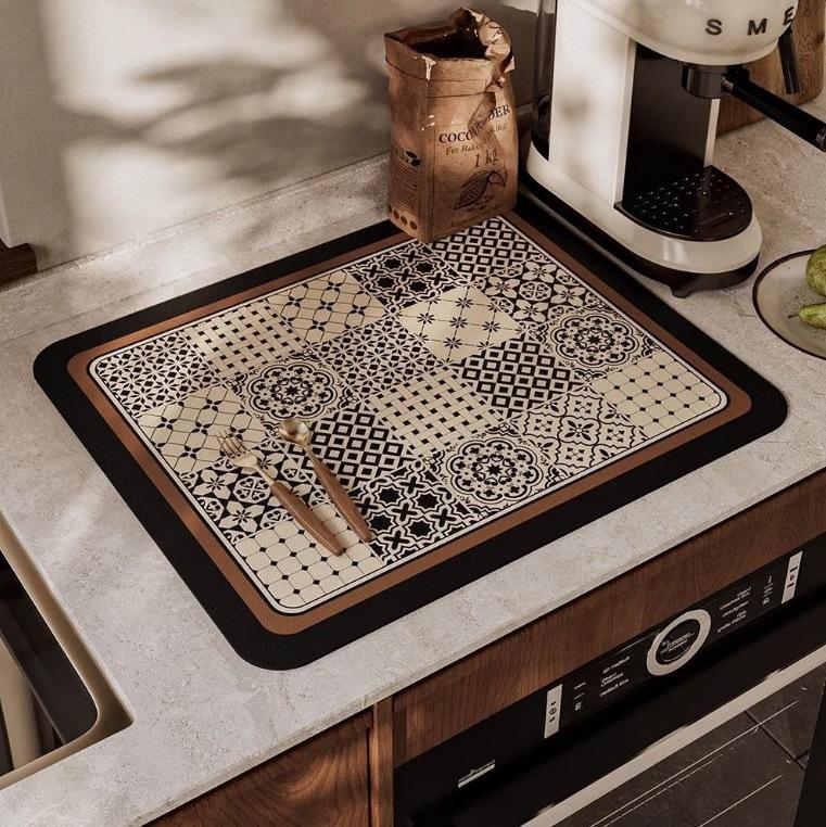 

Nordic Retro Desktop Thermal Insulation Non-Slip Mat Technology Cloth Absorbent Mat Home Restaurant Kitchen Tableware Drain Mat 50*80cm [technical cloth]