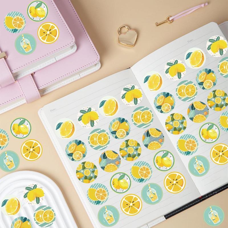 500 Sheets of Cartoon Lemon Cute Roll Stickers, Waterproof PVC Decorative Stickers for Mobile Phones and Luggage Boxes