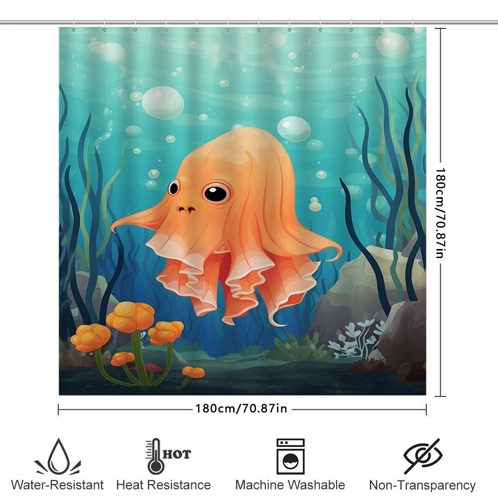 Adorable Octopus Shower Curtain Ocean Life Print Home Decoration Waterproof Bathroom Decorations for Kids Room Gift Idea