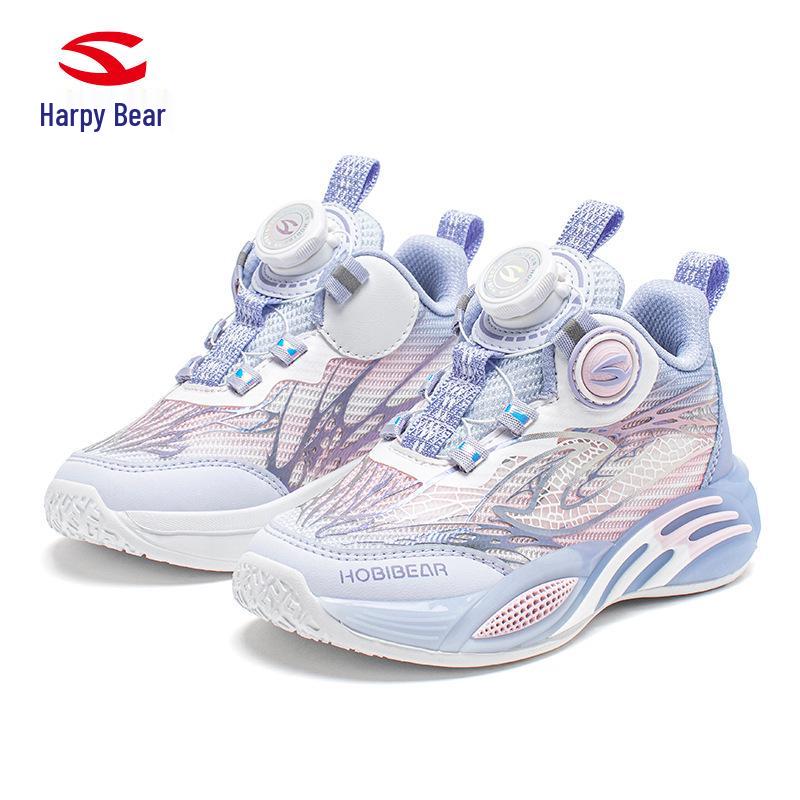 

HOBIBEAR Kids Double Mesh Sports Shoes: Spring & Autumn Boys Running, Girls Casual Button Shoes 30 світло-фіолетового кольору