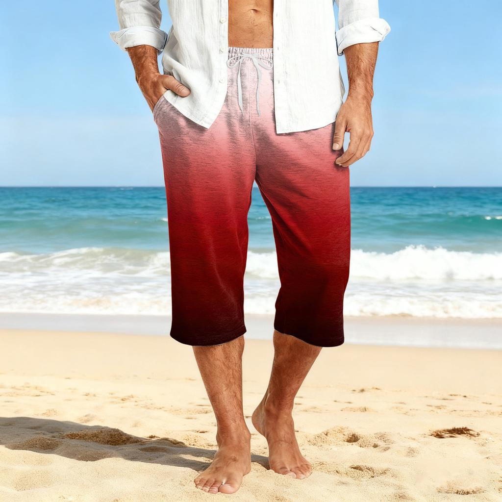 Men's Casual Drawstring Cropped Shorts