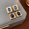 Turquoise Blue Diamond Flower Stud Earrings Necklace Light Luxury Niche Clavicle Chain Premium Jewelry Set