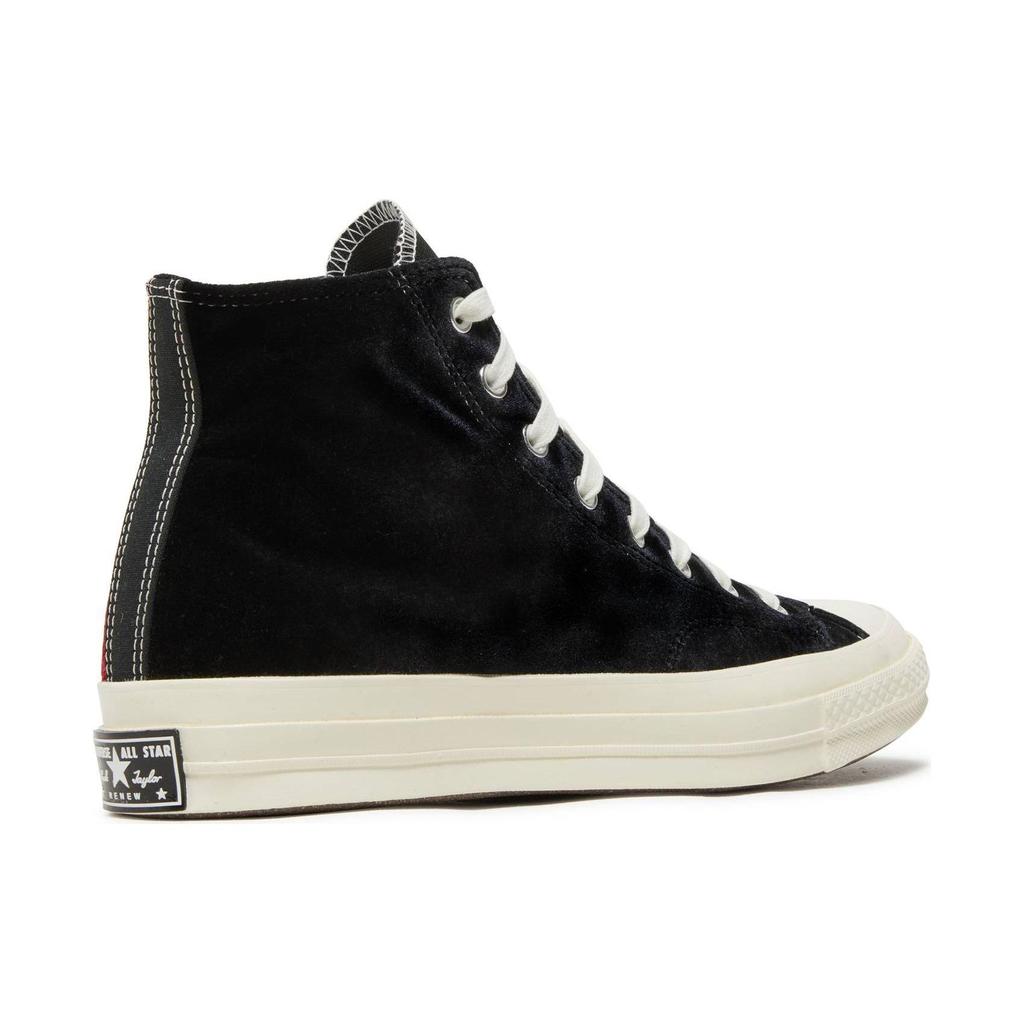 Beyond Retro x Converse Chuck 70 High Color Block - Adidași Unisex din Catifea Roșu Negru Egret A03266C