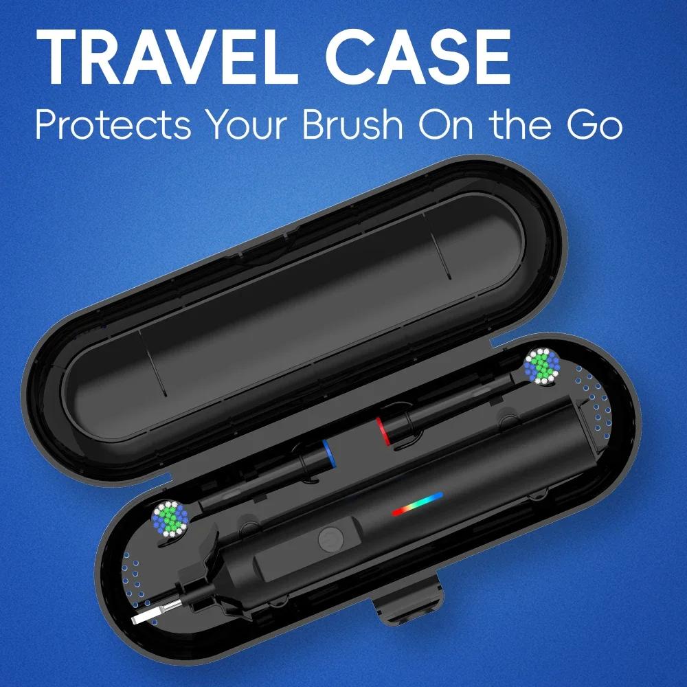 Smart Rechargeable Electric Toothbrush with 6 Heads, Rotary Oral B Compatible Replacement Brush Heads for Adults Whitening