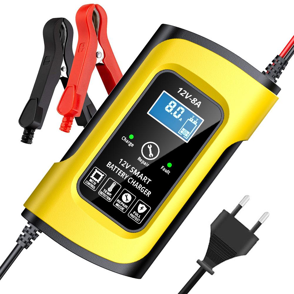 

Автомобильные зарядные устройства 12V8A интеллектуальное импульсное ремонтное зарядное устройство автомобильный аккумулятор Trickle EU Plug жёлтый