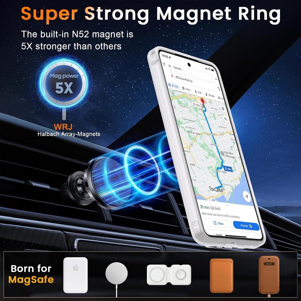 For Magnetic Clear Case For Samsung Galaxy S26 Ultra S2 Plus S24 FE S23 S22 Edge Phone NoYellow Transparent Cover