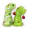 2 Pcs Green Furry Christmas Tree Faux Fur Plush Christmas Tree Tabletop Centerpiece with Red Xmas Ball for Home Party Holiday Decor