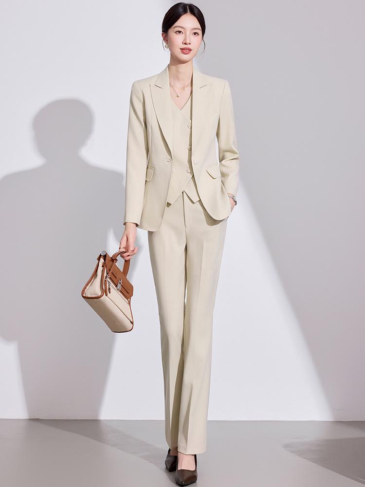 Women's High-End Pink Suit Set: 2025 Spring/Autumn Professional Vest for Management Workwear