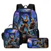 3Pcs Set Kids School Backpack With Lunch Bag & Pencil Bag,Cartoon Fortnite School Bags For Age 5-10,Lightweight For Boys Girls