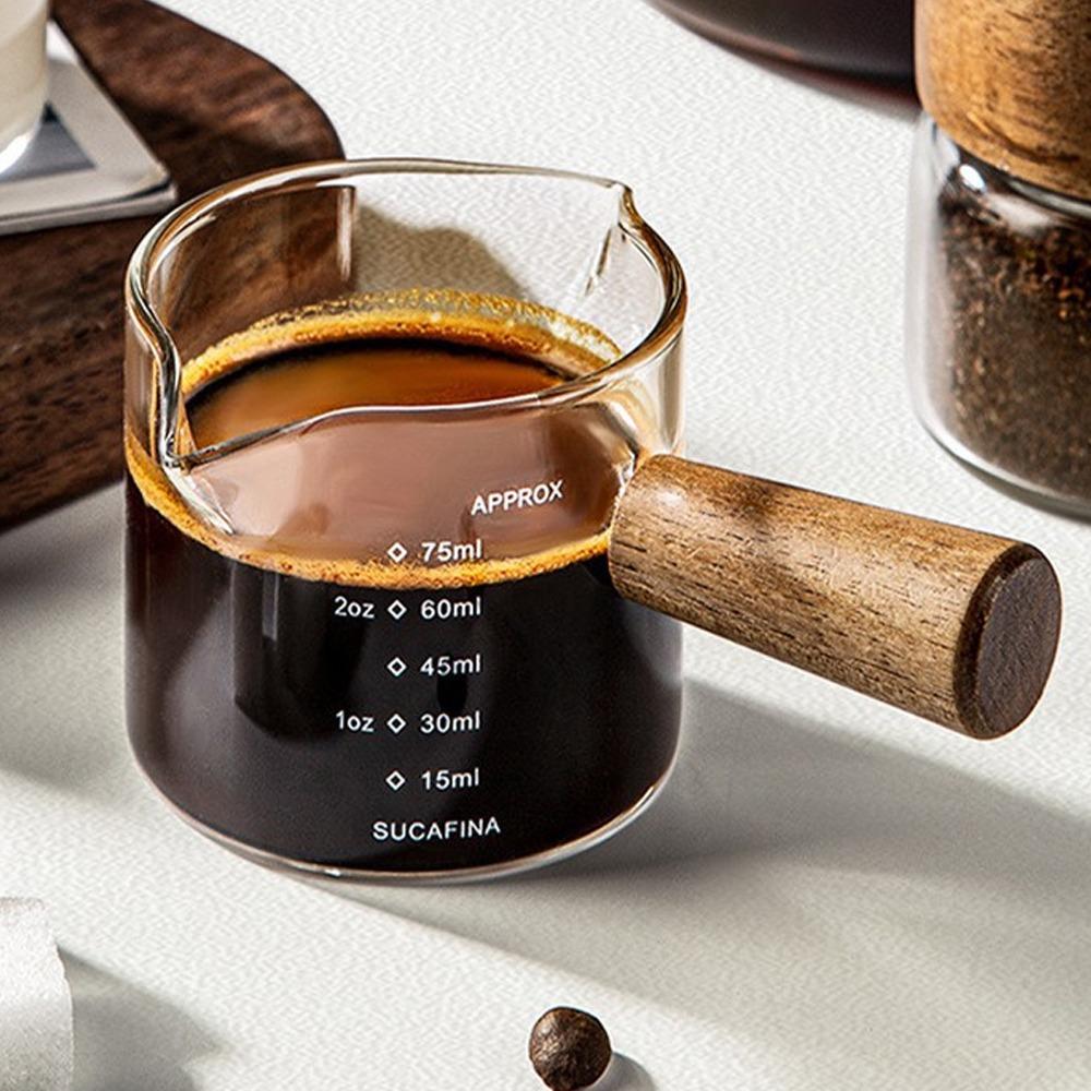 

Хит продаж Кофемашина ручного приготовления с деревянной ручкой Одно/двухпортовая Стеклянная мерная чашка для кофе Точная шкала, 750 мл, Многоразовая