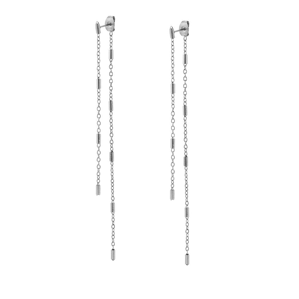 European and American Ins Geometric Long Fringed Earrings Stainless Steel Fashion Temperament Earrings Women's Daily Jewelry