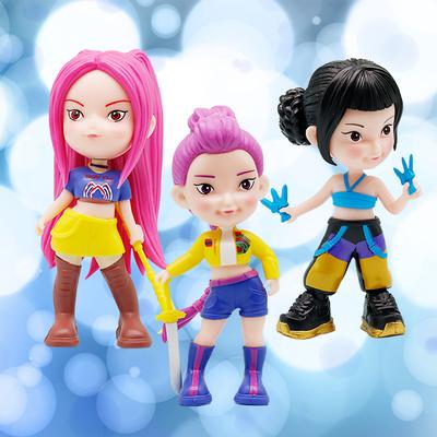 3Pcs/Set Kpop Demon Hunters Figure Q Version Demon Hunters Figures Toy Derpys Rumi Mira Zoey Sussy Figurine Gift