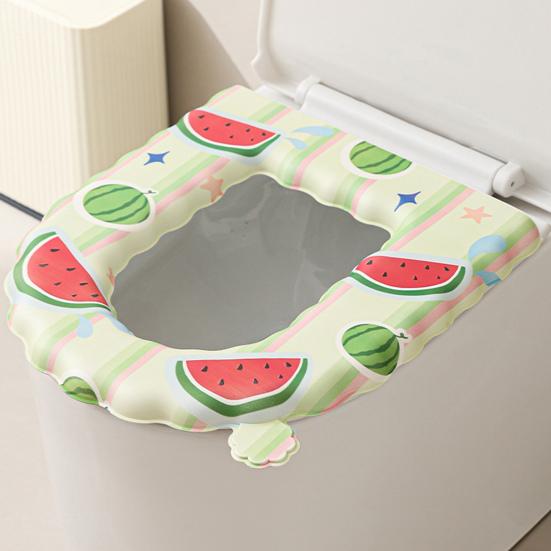 Toilet Seat with Integrated Handle Fruit Pattern Easy to Clean EVA Waterproof Thickened Surface Quick Drying Toilet Seat Pad