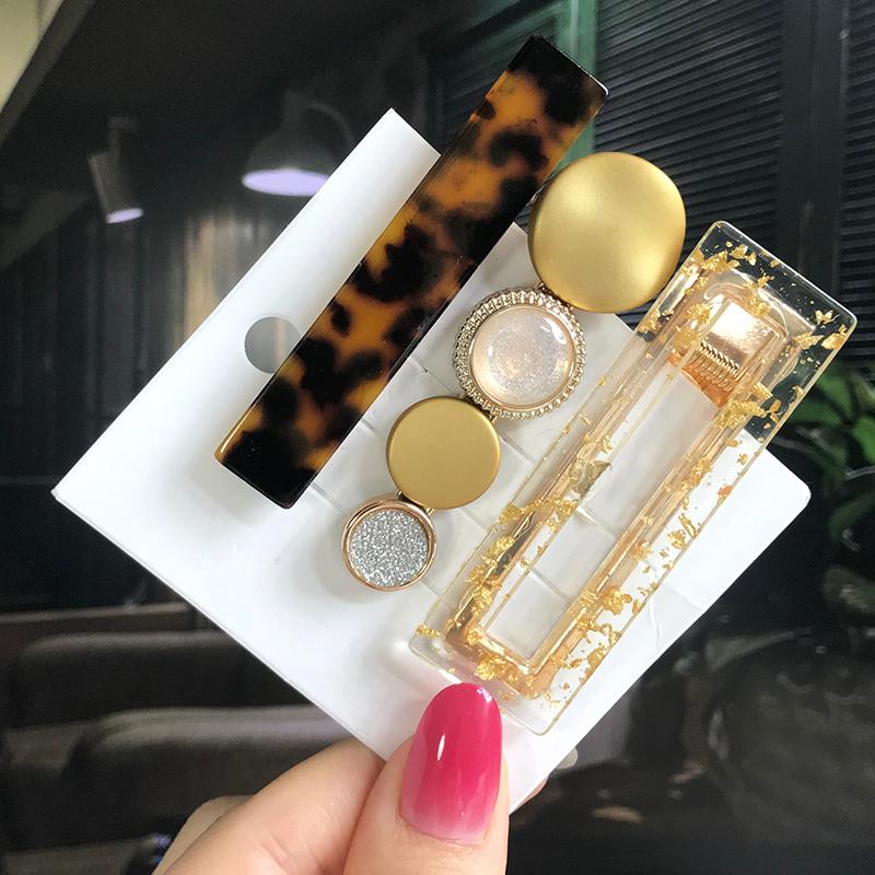 Fashion Hair Pins Side Clip Set Sweet Acrylic Waterdrop Hair Barrettes For Women Girls Korean Geometric Hair Accessories Jewelry