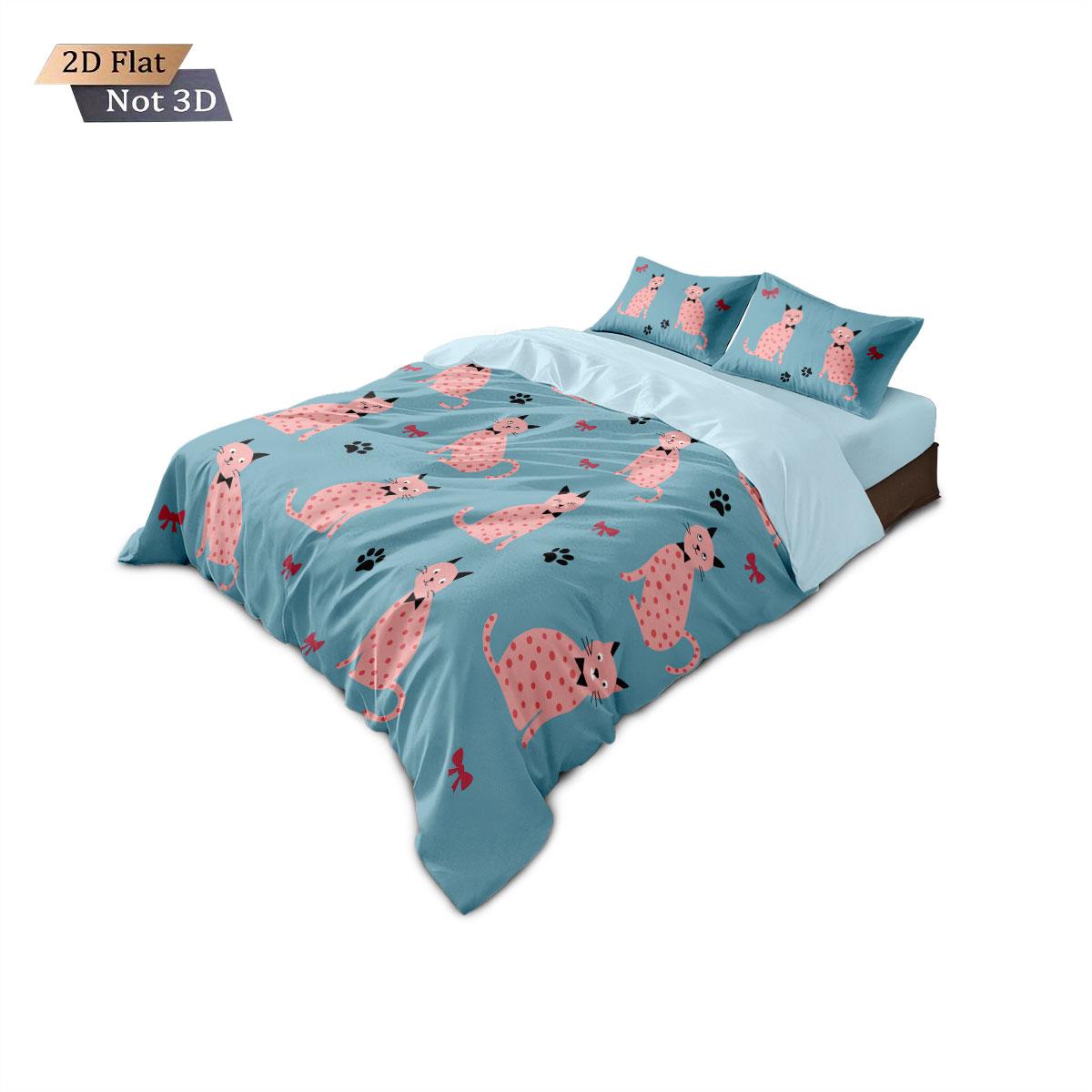 

3Pcs Cute Kitten Print Coreless Bedding, Multi Size Bedroom And Dormitory Duvet Covers, Soft And Machine Washable Decoration 135x200cm-EU-Single&set