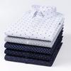 Men's 65% Cotton Long Sleeve Printed Check Dress Shirt Single Patch Pocket Regular-fit Comfortable Versatile Thin Casual Shirts