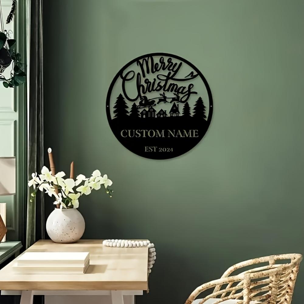 Rustic Metal Christmas Sign, Custom Family Name Plaque, Personalized Indoor Outdoor Decor, Holiday Gift for Home