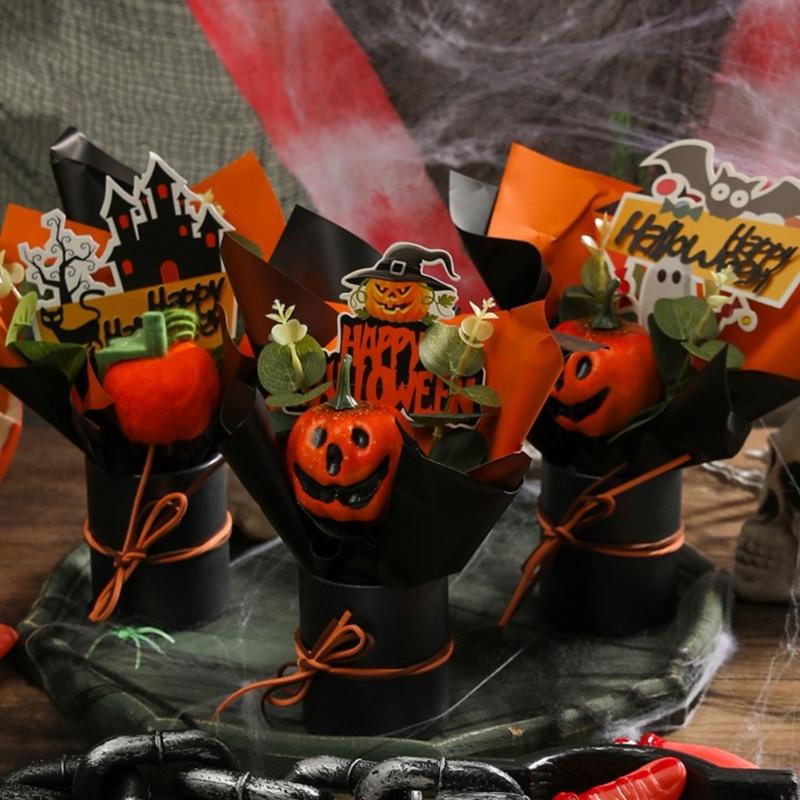 Practical Plastic Halloween Floral Feature Bats Pumpkins For Indoor And Outdoor Holiday Decoration