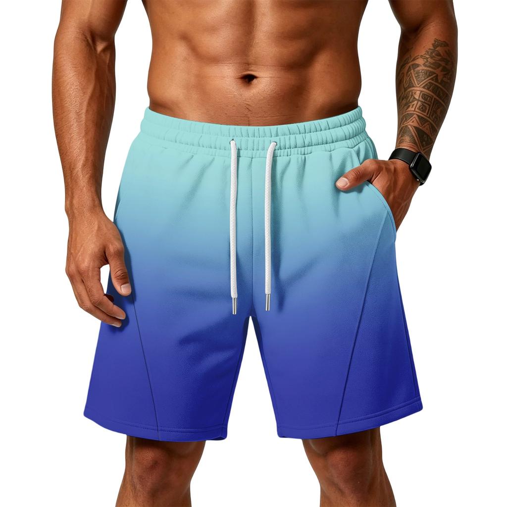 Men’s Layer Loose Shorts with Pockets Camouflage Print Drawstring Waist Gym Training Beachwear