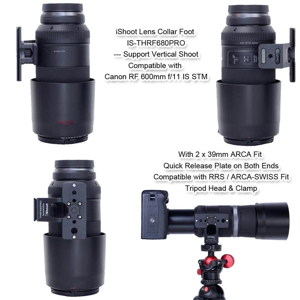 iShoot CNC Lens Support Collar Camera Ring Tripod Mount Tripod Mount Ring Lens Bracket Collar Tripod Socket Compatible with Canon RF 600mm IS STM RF