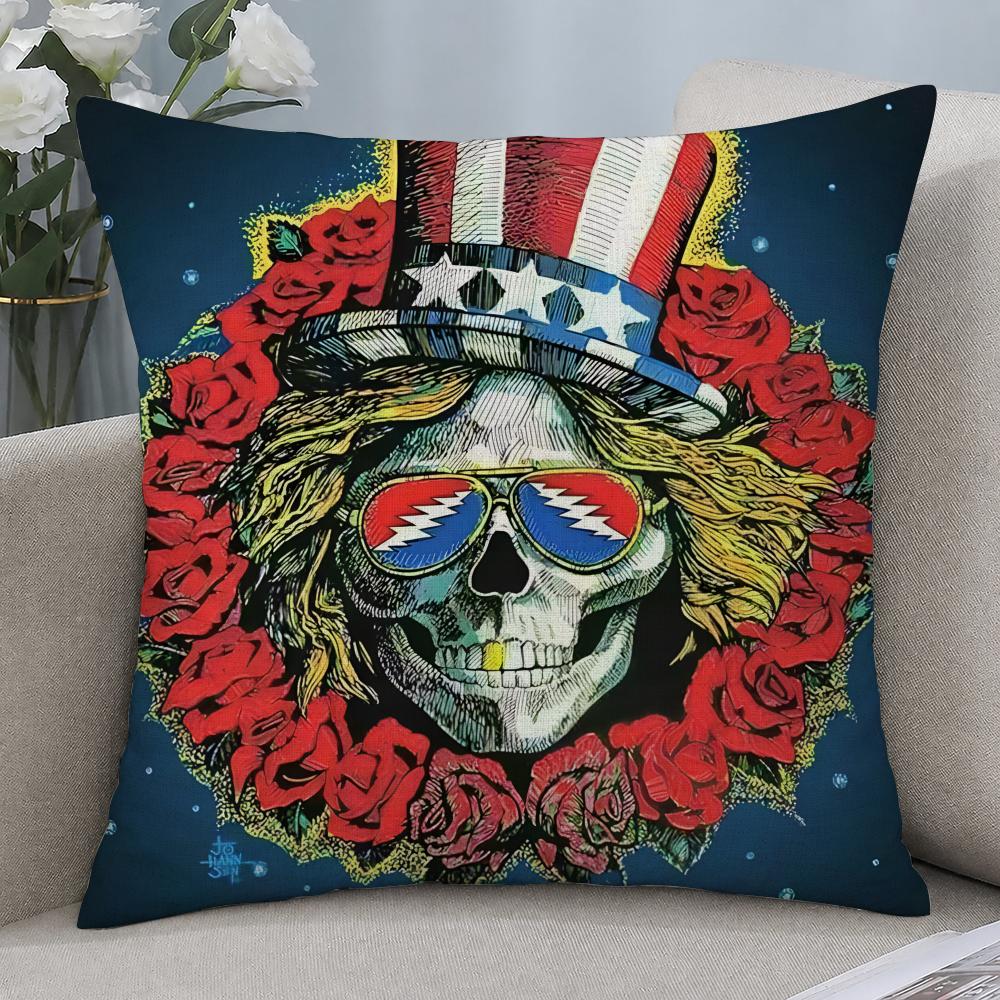 Band Grateful Dead Cushion Cover Cushion Covers Natural Linen Breathable Sofa Bedroom Decor Pillowcase