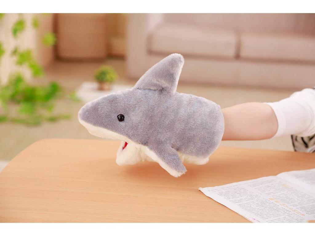 Plush Shark Hand Puppet Toy - Movable Mouth for Infants and Babies
