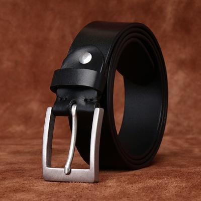 Cinturón minimalista para hombre, asequible, de lujo, estilo retro y moderno, combinable con todo, de piel de vacuno auténtica, informal, para vaqueros.