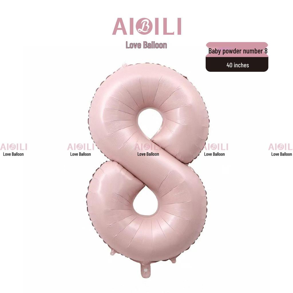 40-Inch Heart-Shaped Large Number Balloon, Baby Pink/Blue for Birthdays