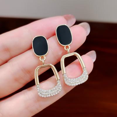 Pendientes de mujer nuevos pendientes colgantes geométricos pendientes de circón esmaltados joyería de mujer temperamento