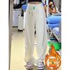 Fleece Thickened White High Street Loose Wide Leg Jeans Women's High Waist Versatile Skinny Straight Floor Mopping Pants