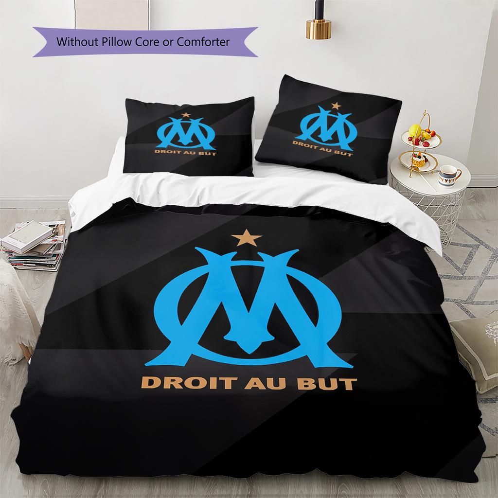 Olympique De Marseille Pattern Bedding Home Decoration Birthday & Festival Gift (1 * Duvet Cover + 2 * Pillowcase, Without Core)