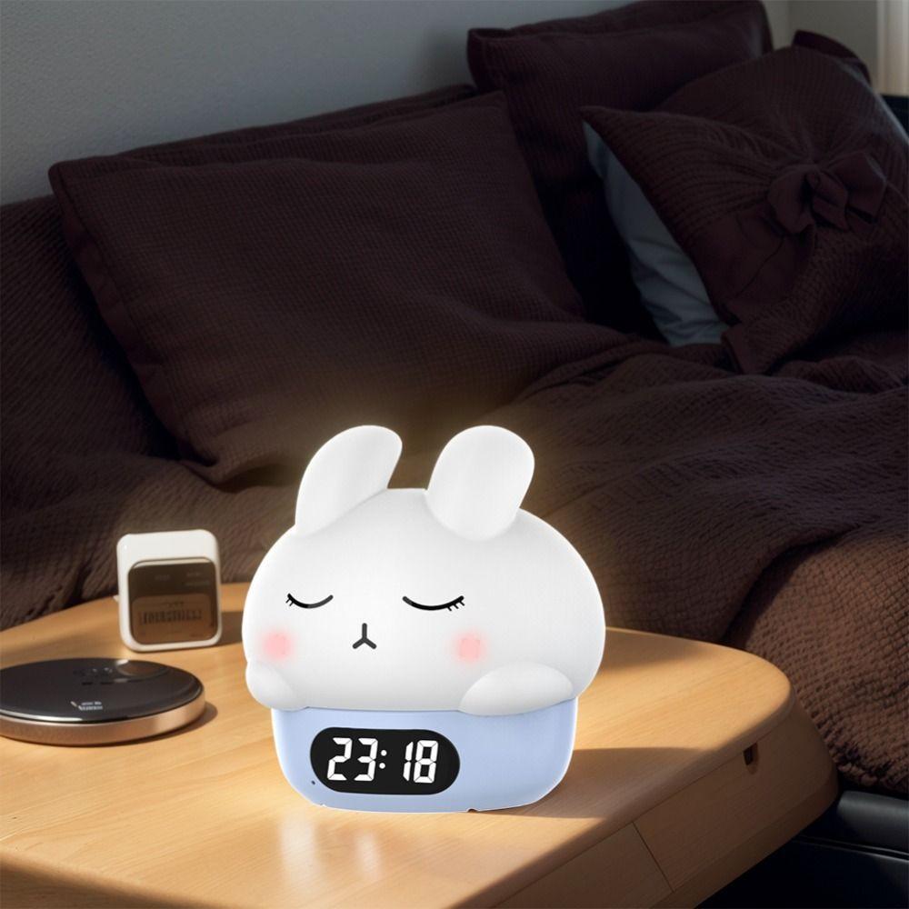 Timer Color-Changing Rabbit Lamp Temperature Display Electronic Desk Clock Nursery